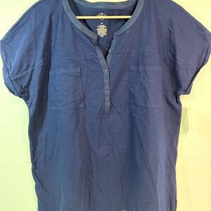 St. John's Bay Navy Button-Front Blouse